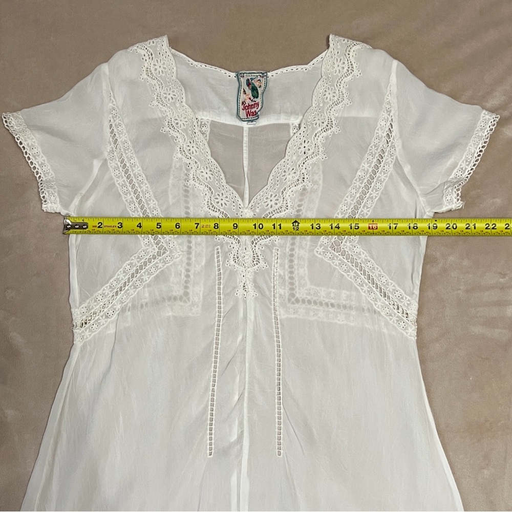 Johnny Was White Eyelet Lace Detail Tunic. Women’s Size Small - Picture 6 of 9
